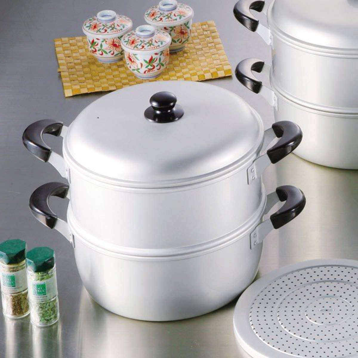 楽天市場】アルミ2段蒸し器 30cm ニューセレット ガス火専用 もち米2升