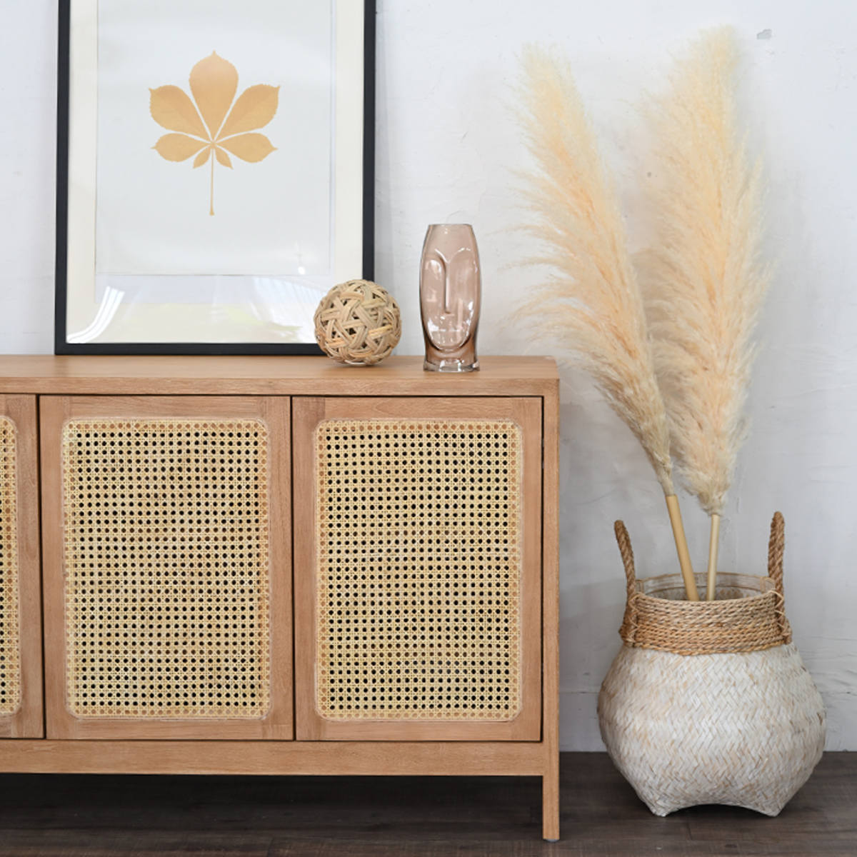 楽天市場】キャビネット ラタン チーク無垢材 KAGOME 120cm幅 （ 送料