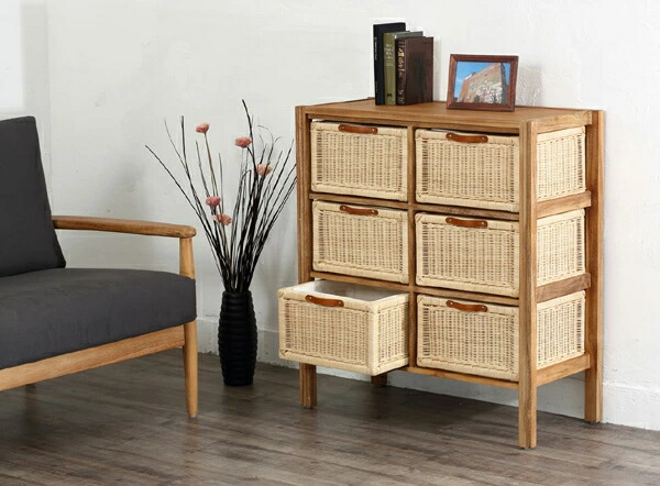 楽天市場】籐 ランドリーチェスト 幅83cm 3段 6杯 チーク無垢材 天然