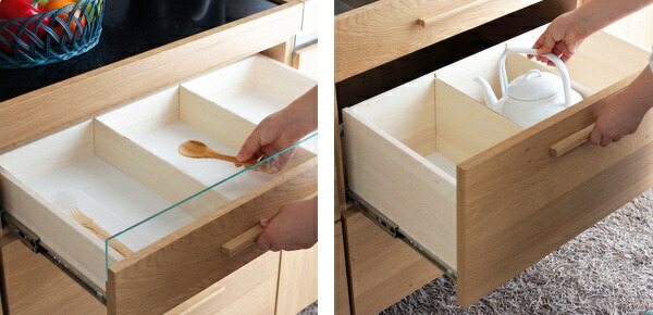 楽天市場】食器棚 北欧風 キッチンボード オーク材 幅105cm （ 送料