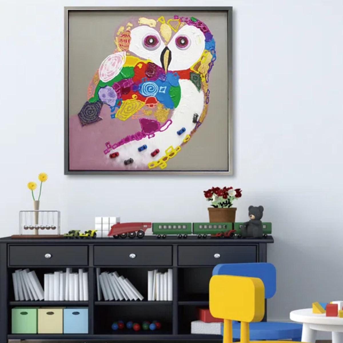 楽天市場】オイル ペイント アート「カラフル オウル」 （ 絵画 絵