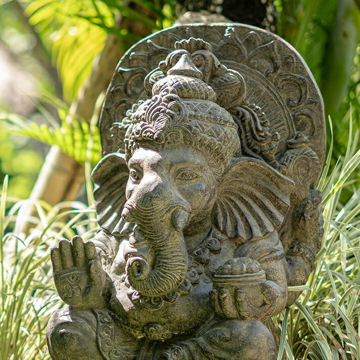 楽天市場】石像 ガネーシャ H70cm アンティーク調 置き物 ストーン