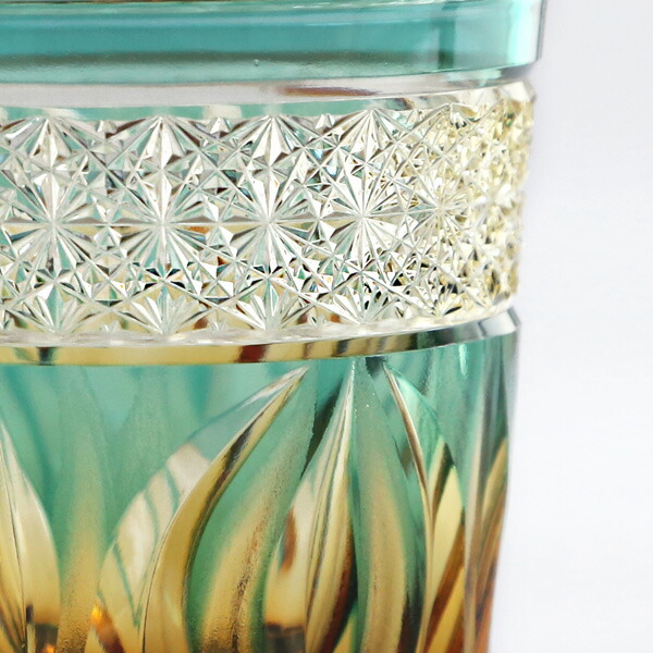 楽天市場】江戸切子 オールド 火華 amber 緑色 haku硝子 : がらんどう