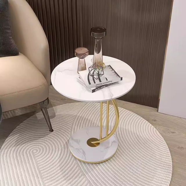 楽天市場】【4カラー】大理石 サイドテーブル 岩盤 石目調 丸 直径40cm