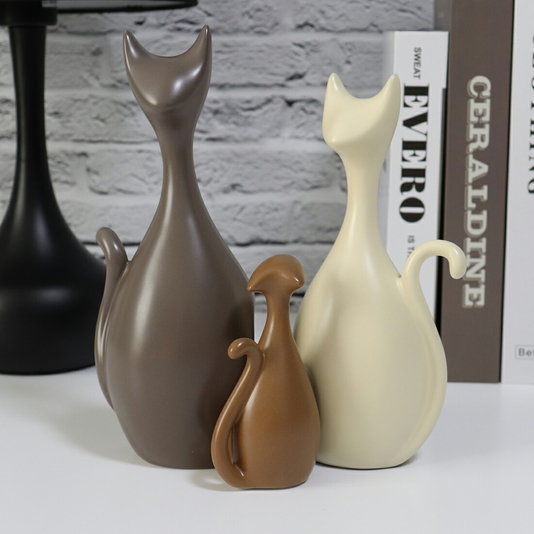 楽天市場】3点セット オブジェ 動物 置物 アート インテリア 猫 鹿 象