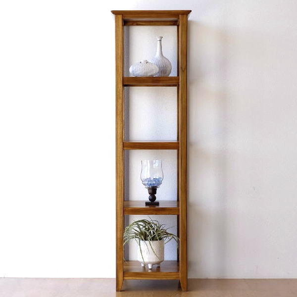 楽天市場】チーク無垢材 コーナーラック 飾り棚 木製 天然木