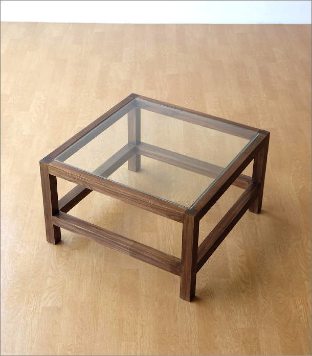 楽天市場】ローテーブル ガラステーブル おしゃれ 四角 正方形 木製
