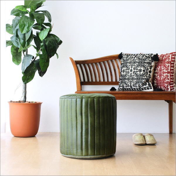 楽天市場】プフクッション スツール おしゃれ レザー 本革 プフ