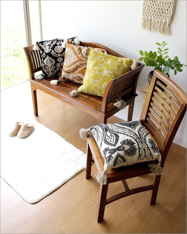 楽天市場】クッションカバー 45×45cm おしゃれ 刺繍 綿100% タッセル