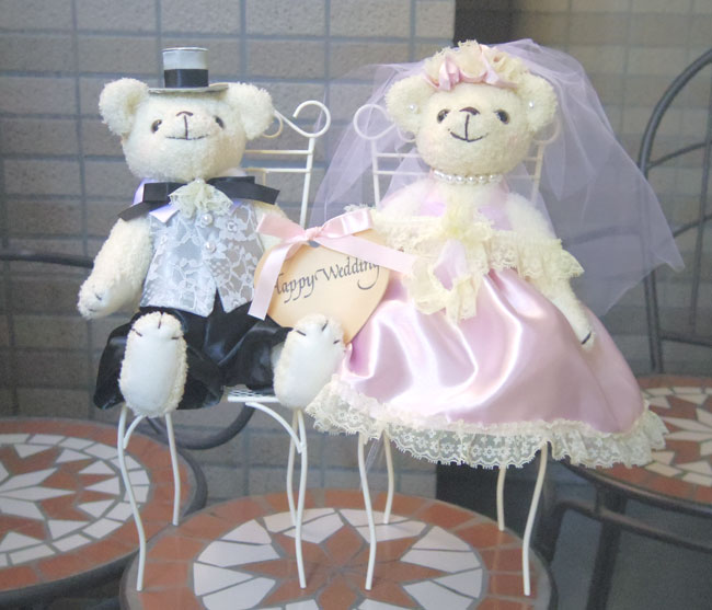 楽天市場】ウェルカムボードにもなるウェディングベア完成品 （ピンク