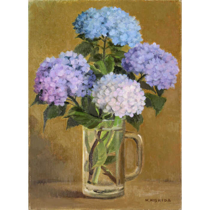 下田千代子 油彩画「あじさい」 下田千代子 油彩画「あじさい」 575筆
