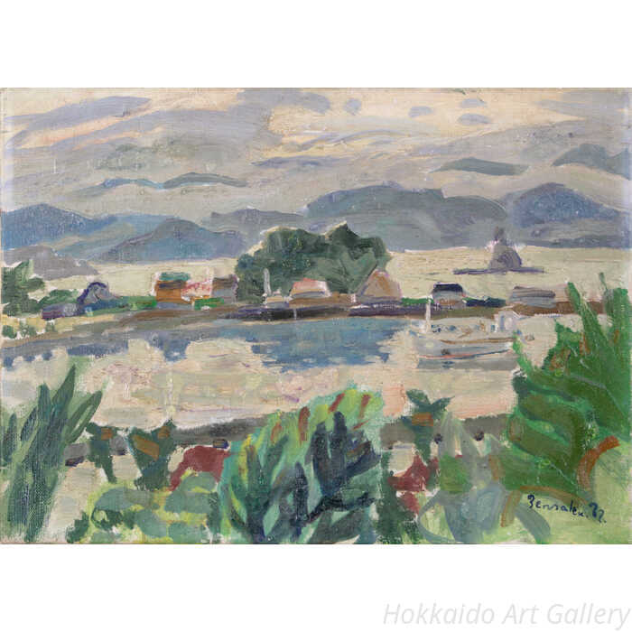 楽天市場】絵画 中村善策 油絵・油彩画 『雨晴れの白浜港』 風景 日本