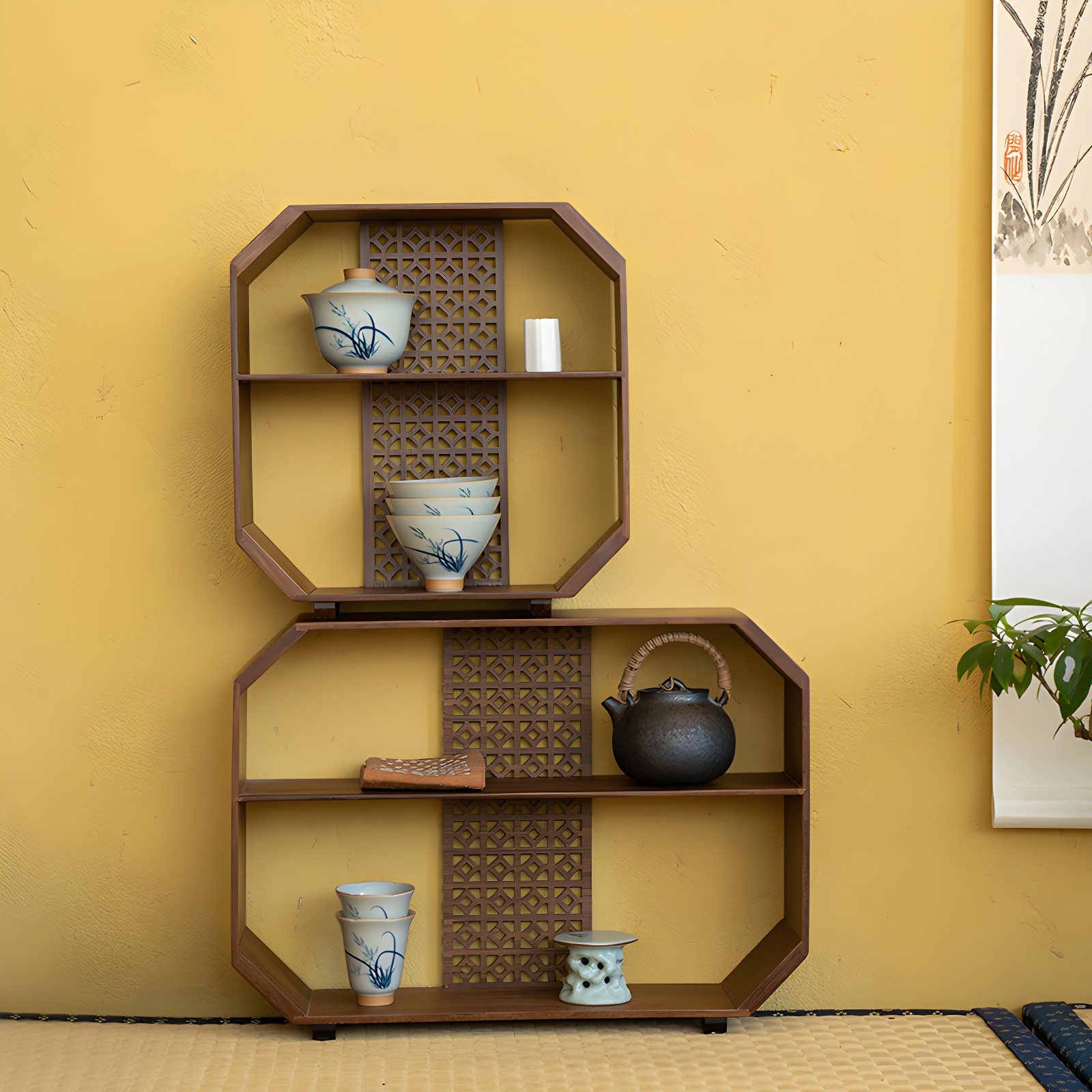 楽天市場】清境Craft インテリア竹茶棚 『2段・3段』 茶杯 飾り棚