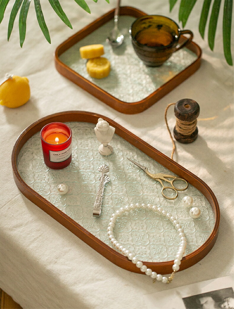 楽天市場】IwaiLoft 花海堂柄 フローラガラス トレー トレイ 木製