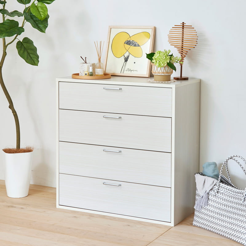 楽天市場】チェスト 白 4段 北欧 タンス 収納棚 引き出し 幅80 衣類