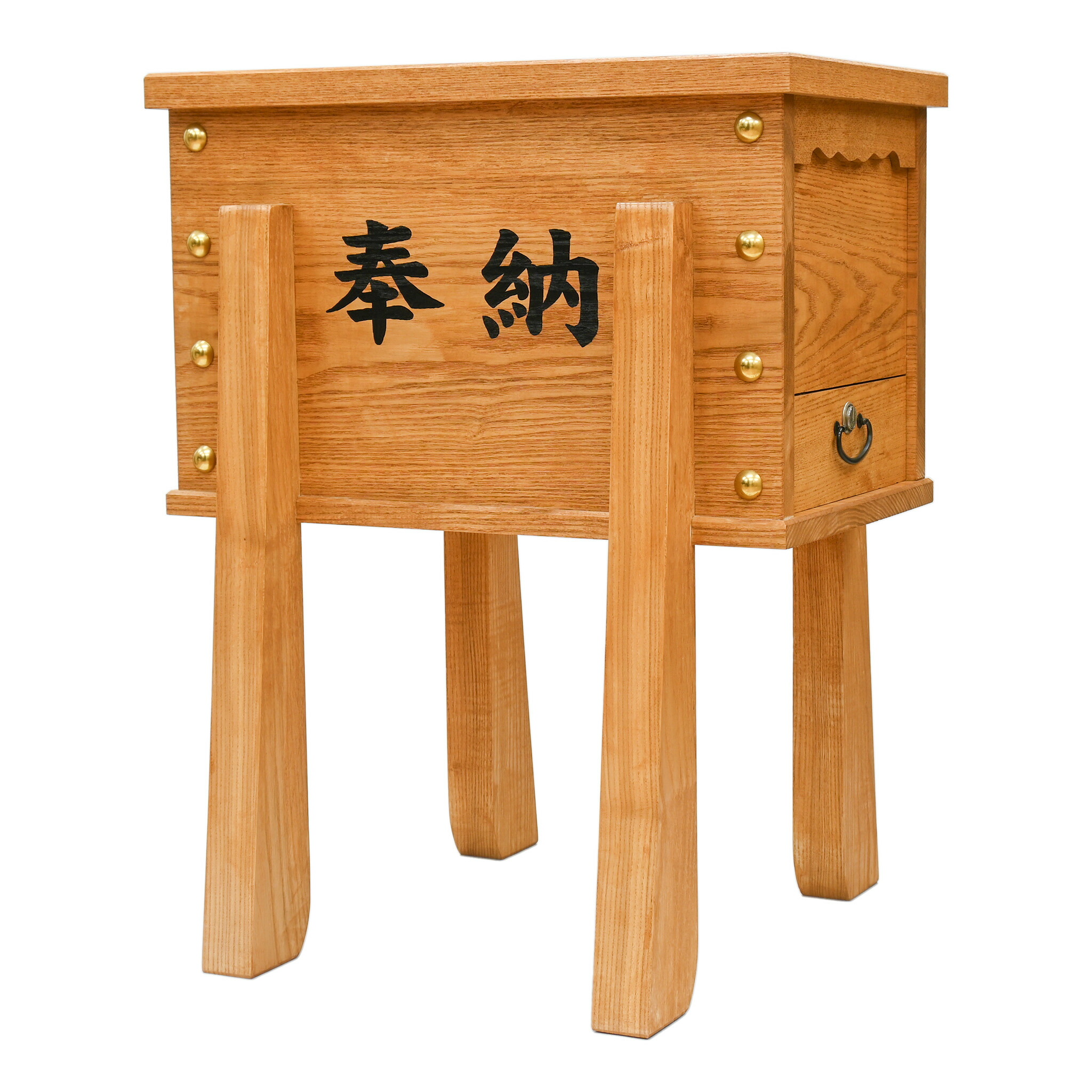 楽天市場】賽銭箱 1.5〜3.5尺 四本脚付 框・桟・引出付 欅色 ニス仕上