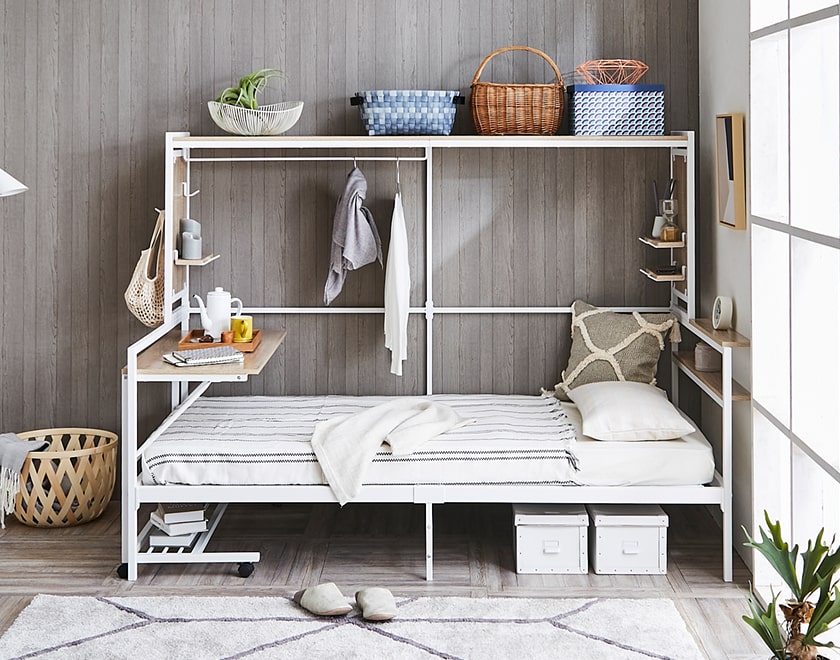 楽天市場】オールインベッド 収納付き アイアンベッド システムベッド