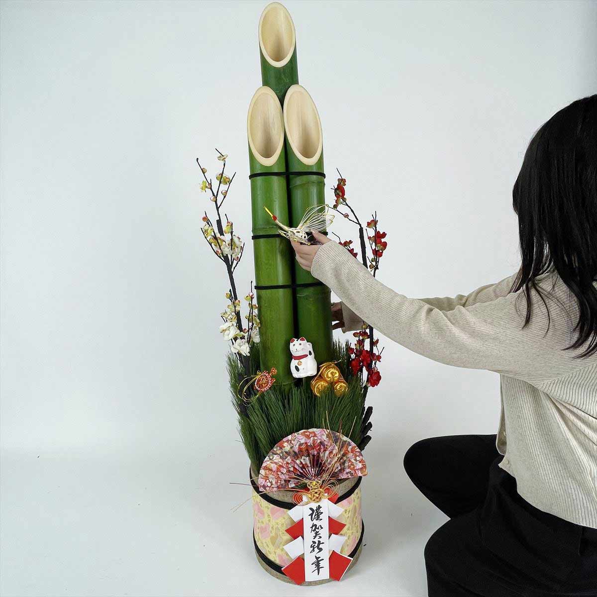 楽天市場】【天然竹使用】彩竹門松 高さ150cm 1台150cmのビッグサイズ