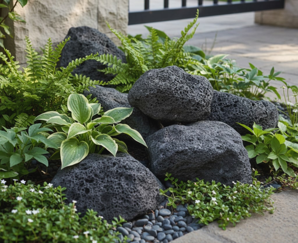 楽天市場】溶岩石 庭石 黒 溶岩 石 ロックガーデン ブラックカル 10kg
