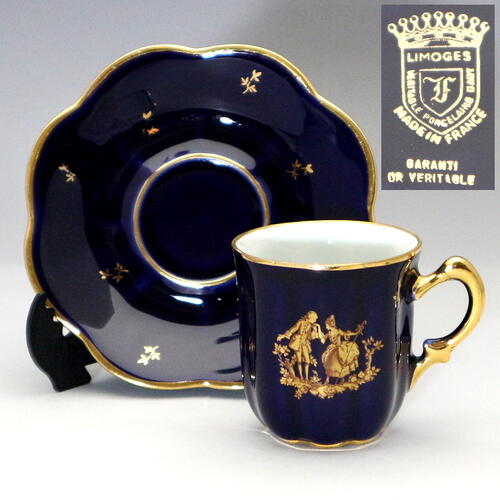 楽天市場】フランス リモージュ Limoges コバルトブルー 22金