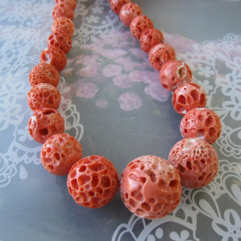 楽天市場】【豪華・大粒】 桃珊瑚 す玉のネックレス センター26.5ミリ