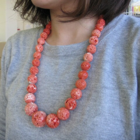 楽天市場】【豪華・大粒】 桃珊瑚 す玉のネックレス センター26.5ミリ