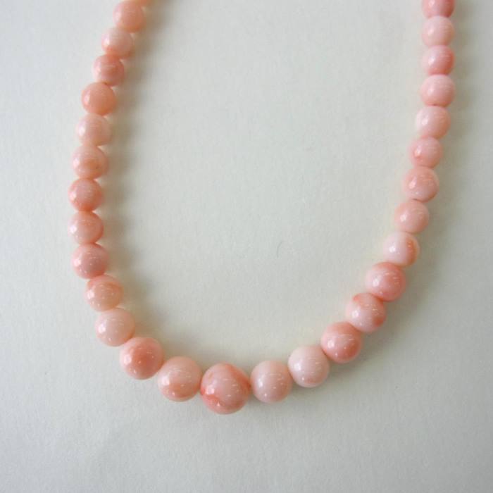 楽天市場】ピンク珊瑚 ネックレス. （センター約7.2ミリ） SILVER925