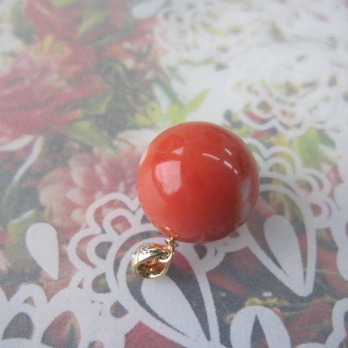 楽天市場】桃珊瑚 丸玉ペンダントトップ 14.7ミリ K18 ダイヤモンド