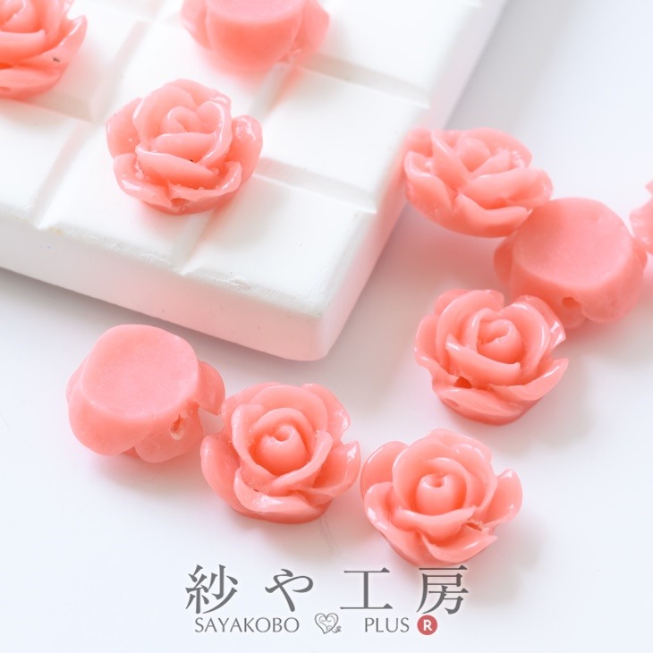 楽天市場】カボション パーツ バラ 通し穴付 ベビーピンク 10mm 1cm 10