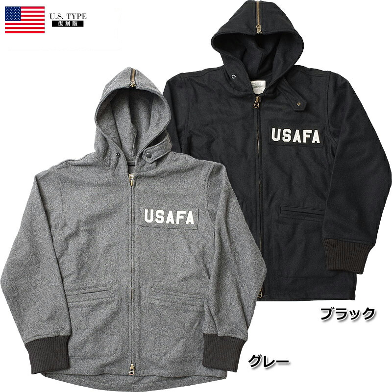 楽天市場】米軍タイプ カデットパーカー ウール ブラック グレー