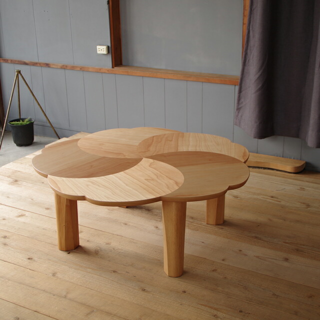 楽天市場】N-ririsこたつ 花形 折れ脚 テーブル 90×90樺桜突板