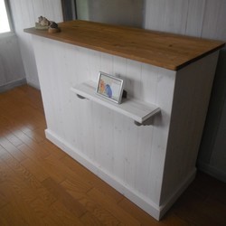 楽天市場】☆北欧調☆カウンターテーブル1200☆シェルフ付；棚なし