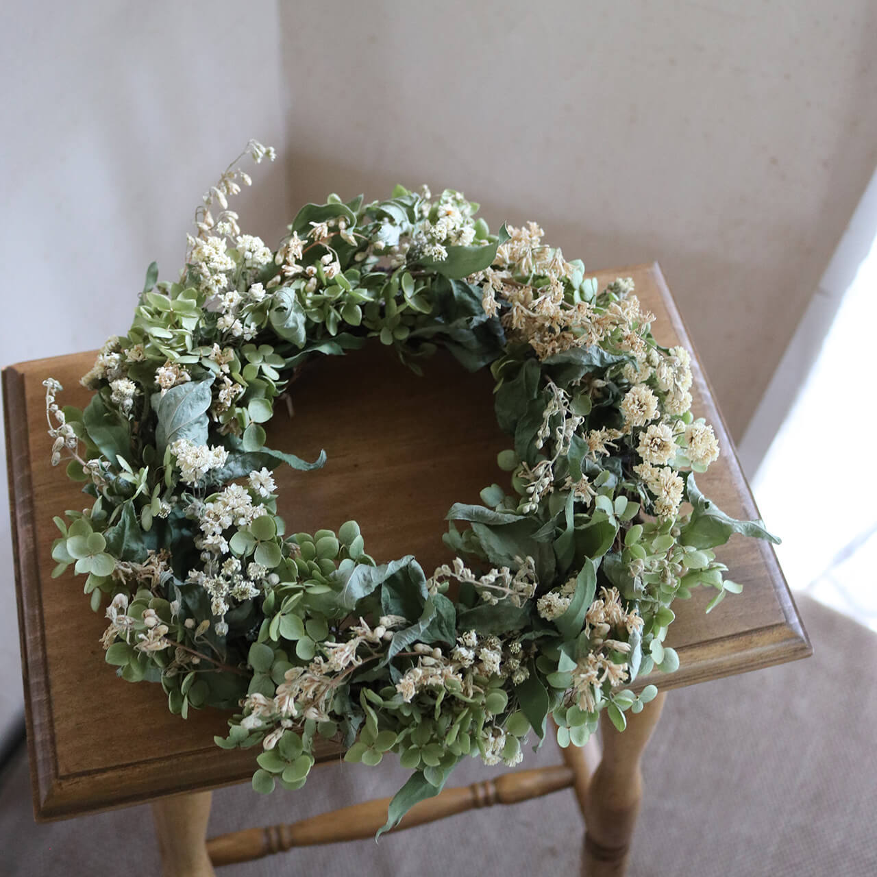 楽天市場】アナベルとキナリのナチュラルリース ◇ ドライフラワー