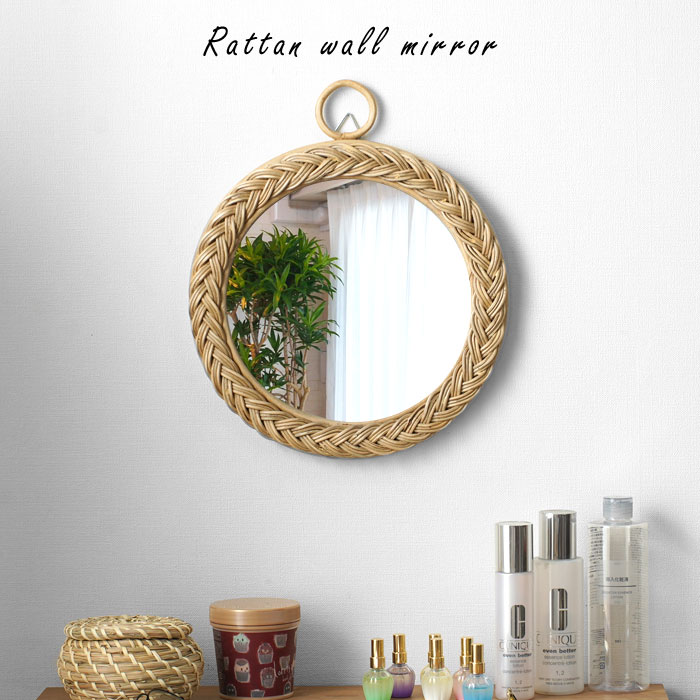 楽天市場】ミラー 鏡 壁掛け ラタン製 おしゃれ 丸 北欧 軽量 軽い 壁