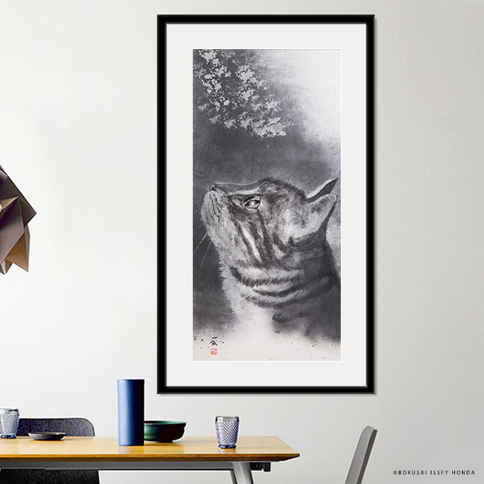 楽天市場】【マラソン限定クーポン】 本田一誠 猫水墨画【夢】縦長