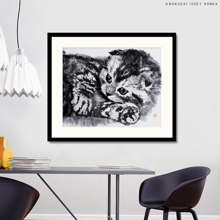 楽天市場】やわらかな毛並みを墨彩表現 本田一誠の猫画 無垢2 モダンな