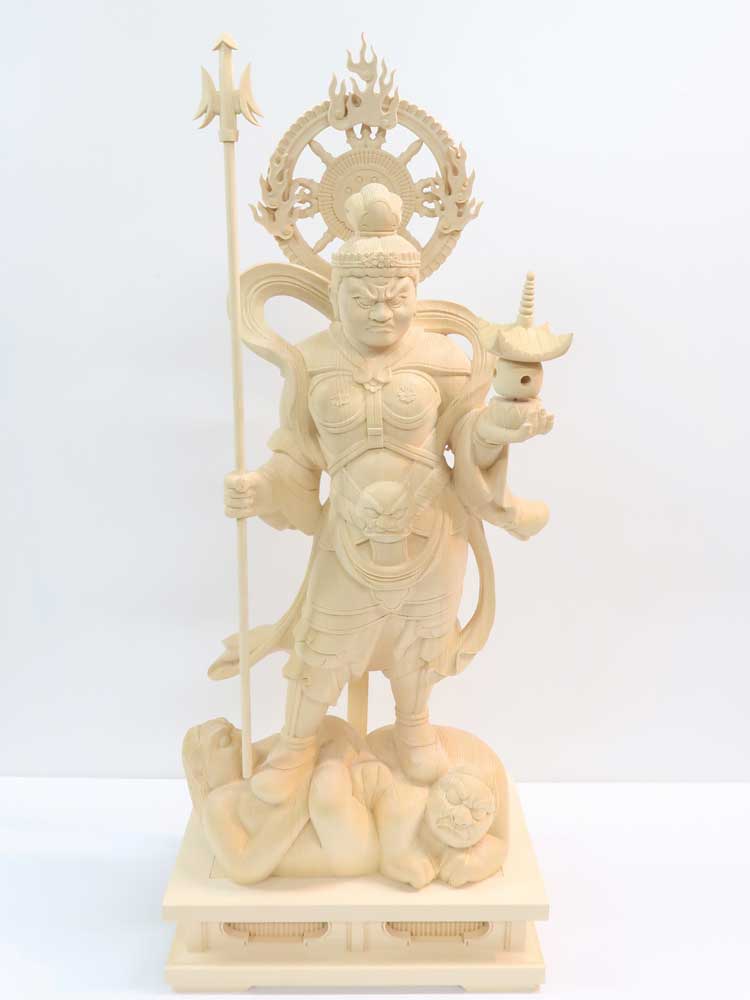 楽天市場】毘沙門天 木彫り 仏像 置物 『一刀彫 / 素材：桧』（木,木彫