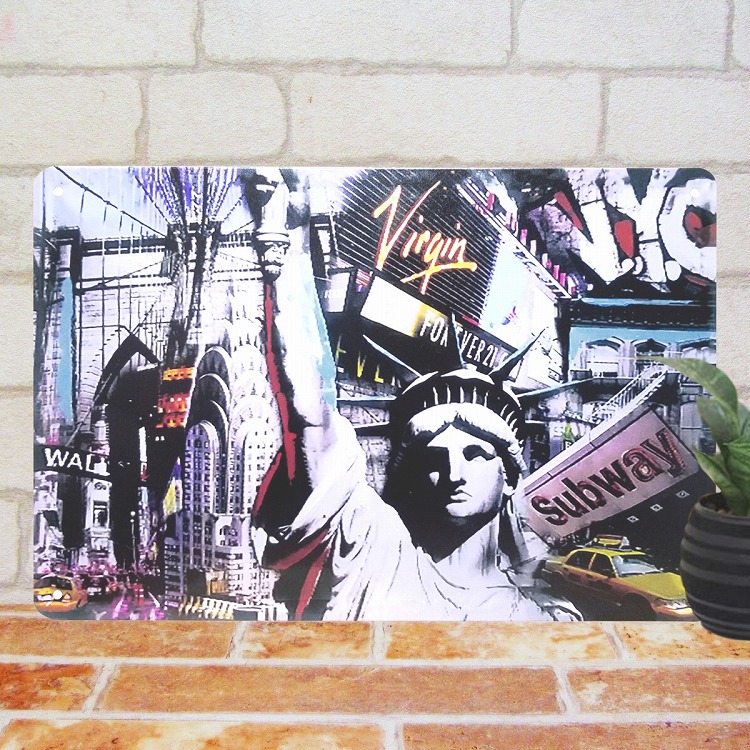 楽天市場】アートパネル ニューヨーク ブリキ看板 自由の女神 vir