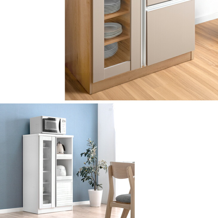 楽天市場】国産 レンジボード 幅70 完成品 食器棚 キッチンボード