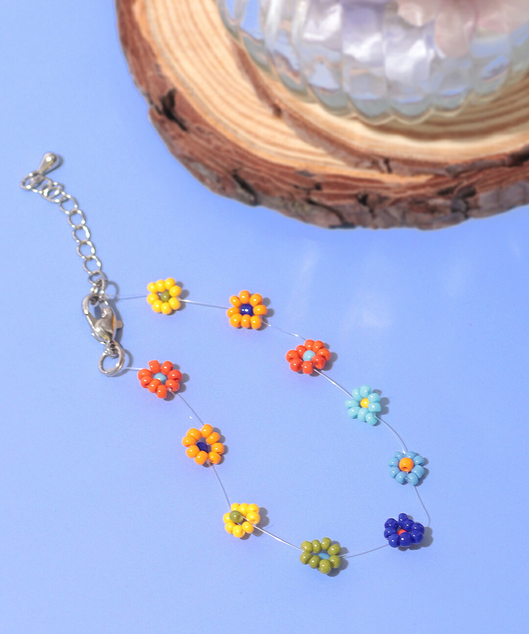 楽天市場】スレッドフロルブレスレット ／ カラフル ビーズ ゴム 腕輪