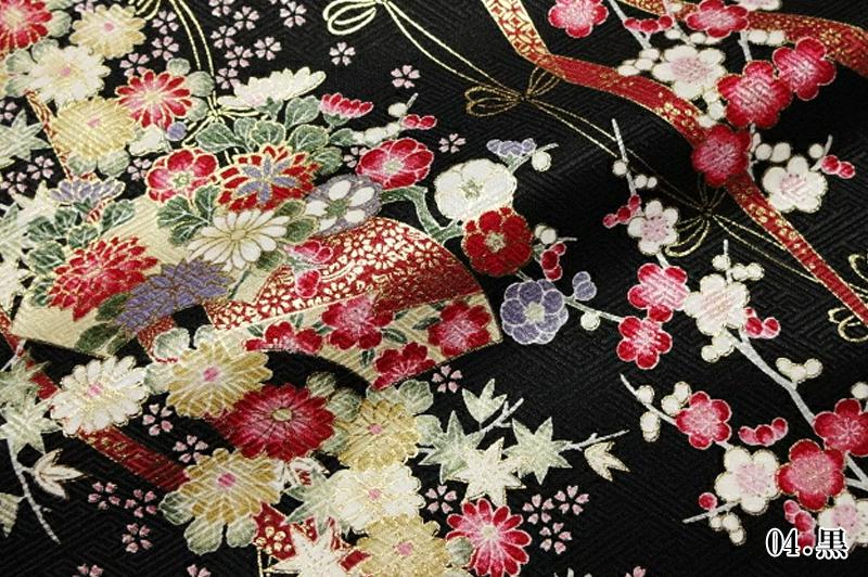 楽天市場】和柄 生地 京都 金彩友禅 地紙文花づくし (全8色) 10cm単位