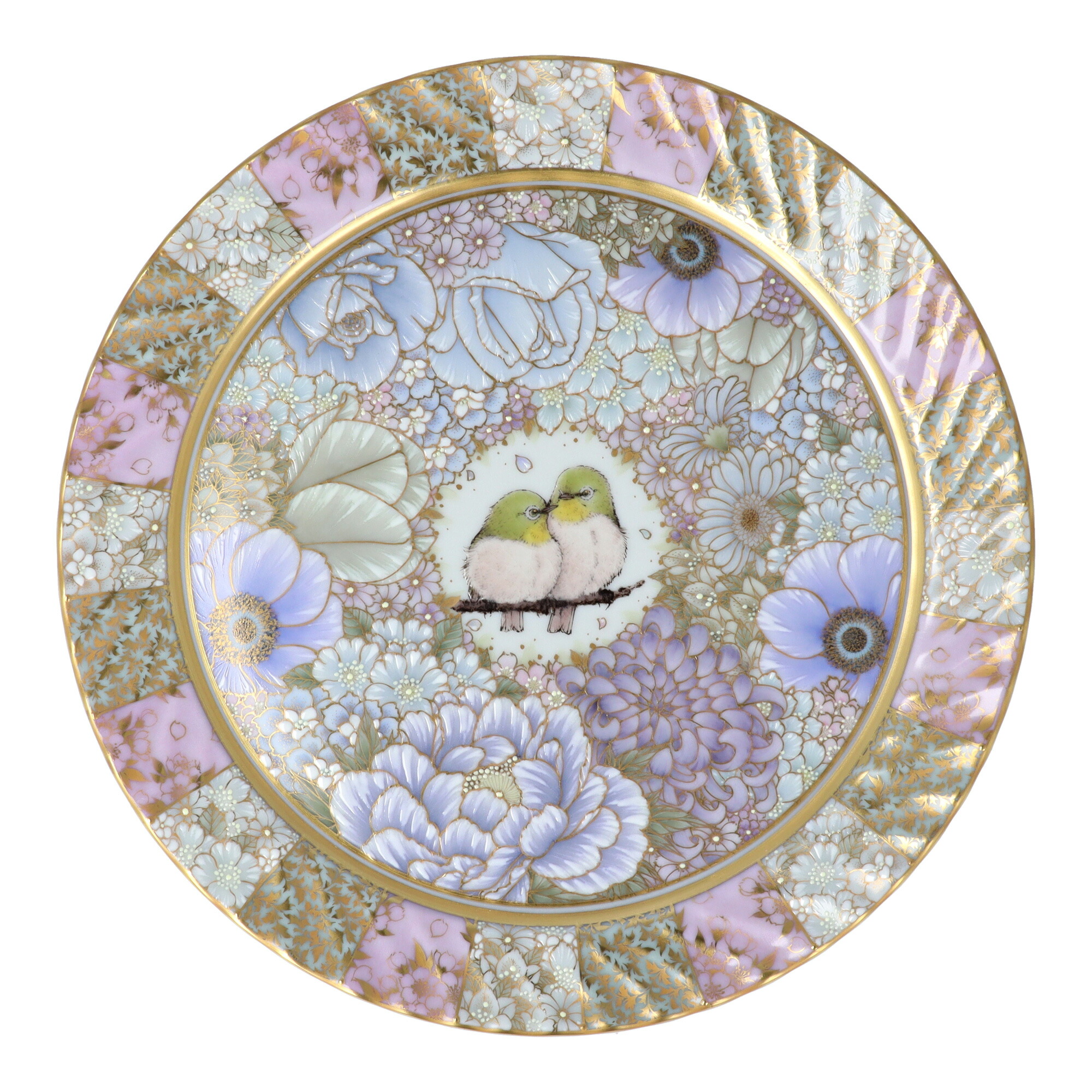 楽天市場】九谷焼 飾皿 本金花詰薄花色に目白 / 河田里美 | 16.3cm