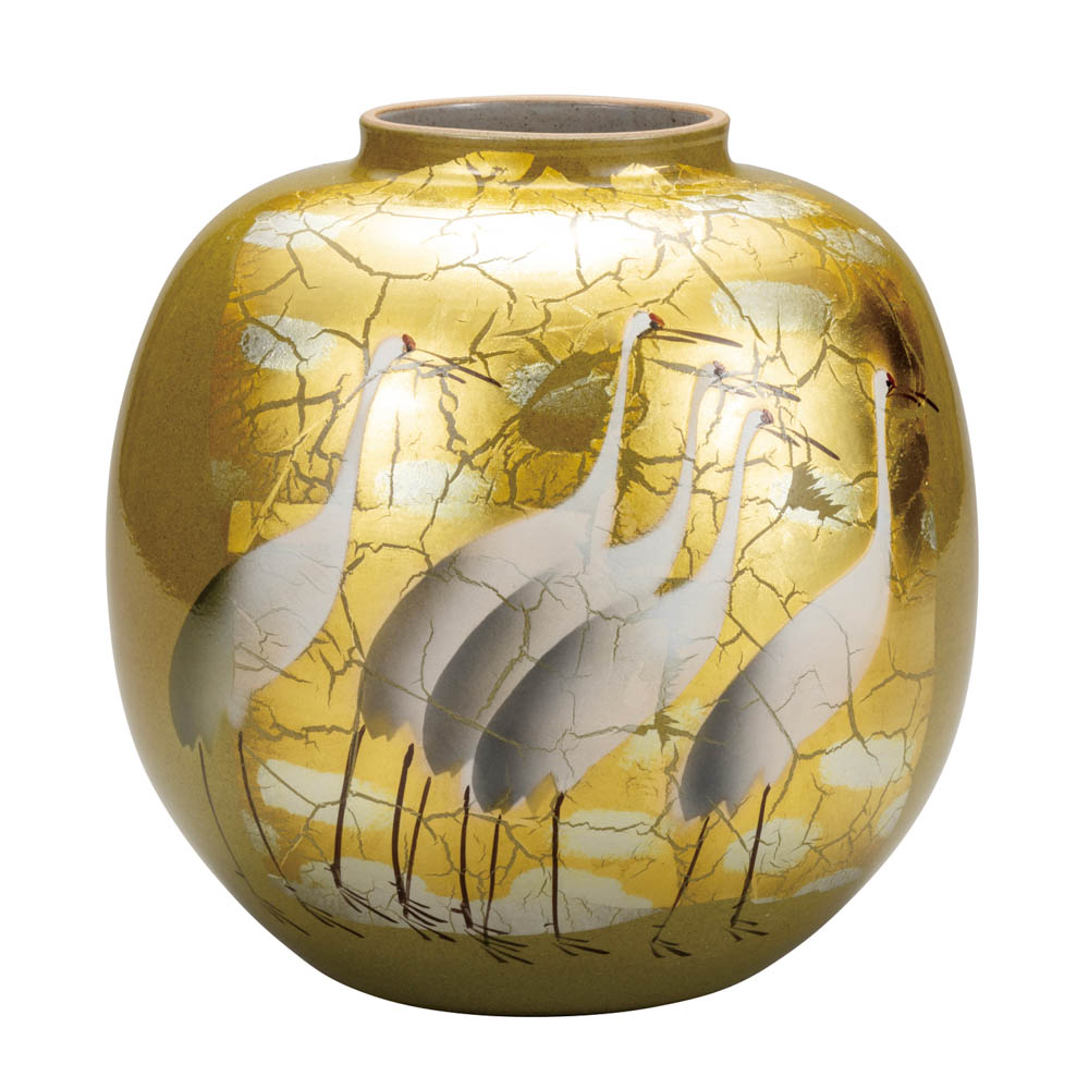 楽天市場】九谷焼 8号花瓶 金箔鶴 / 山田登陽志 ＜送料無料＞花器 花瓶