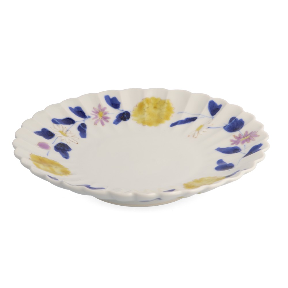 九谷焼 宮腰綾 菊唐草 花型5寸皿 5枚 宮腰綾 菊唐草 5寸菊皿 | 九谷焼