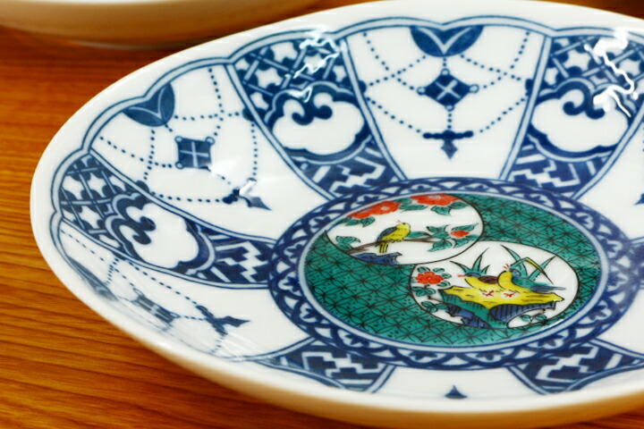 楽天市場】九谷焼 4号皿揃 染付瓔珞紋時代画風/青郊窯＜和食器 皿 人気