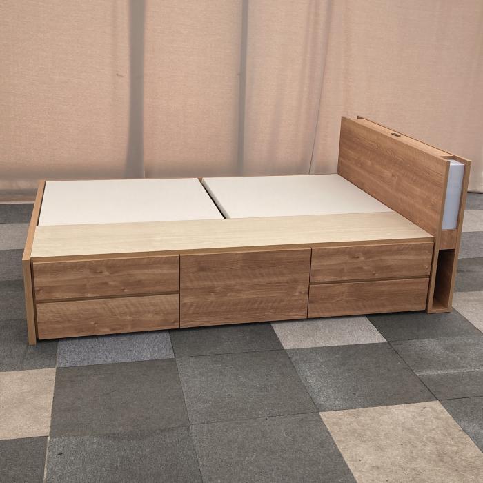 楽天市場】【中古】 ダブル ベッドフレーム 収納付き 照明付き 北欧