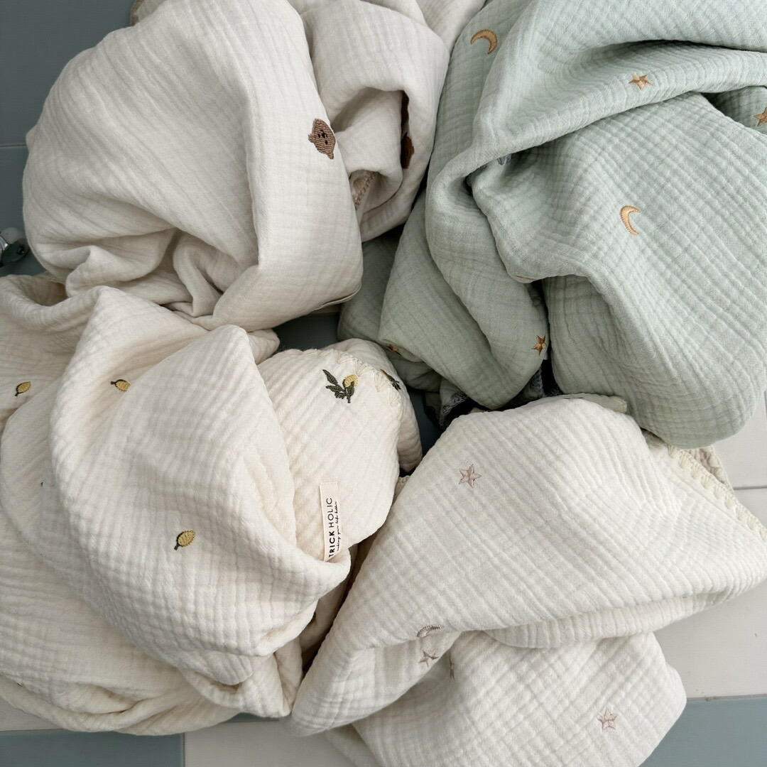 楽天市場】【2/18 PM 4頃再入荷 くまの刺繍】6重ガーゼブランケット星