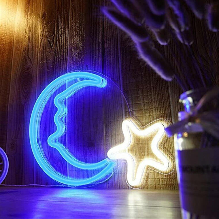 楽天市場】LED ネオンサイン 月 星 USB電源 ネオンライト ネオン管