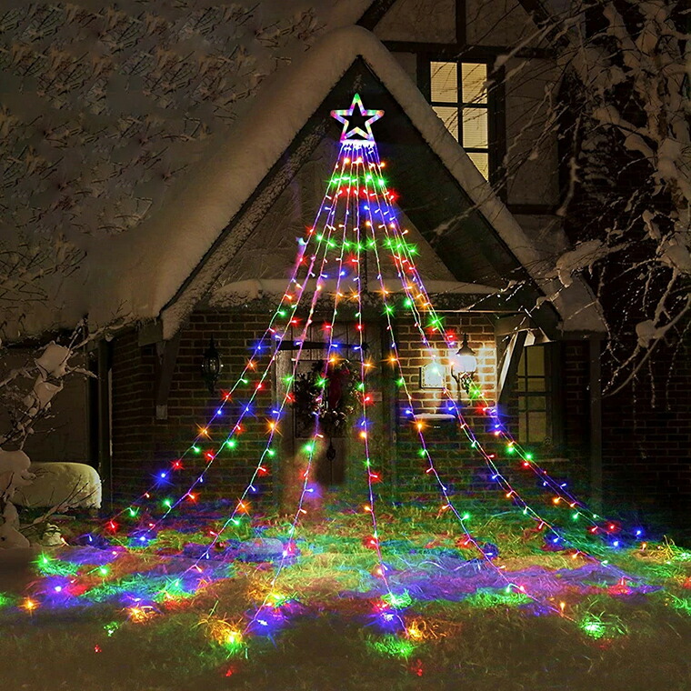 楽天市場】イルミネーション ソーラー式 ドレープライト 星モチーフ