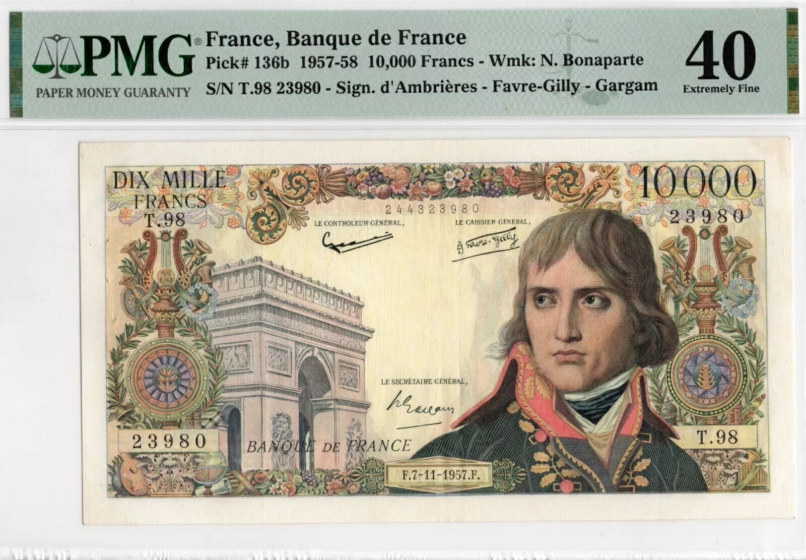 楽天市場】1957 フランス 10000 フラン フランス銀行 ナポレオン